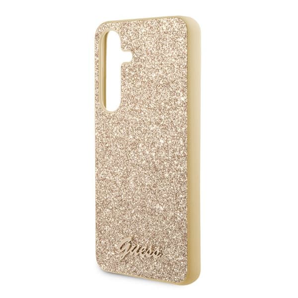 Guess Glittrande Skriptfodral för Samsung Galaxy S24 - Guld