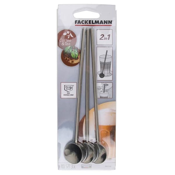 Set med 3 återanvändbara sugrörskedar 18 cm Fackelmann Bar Concept