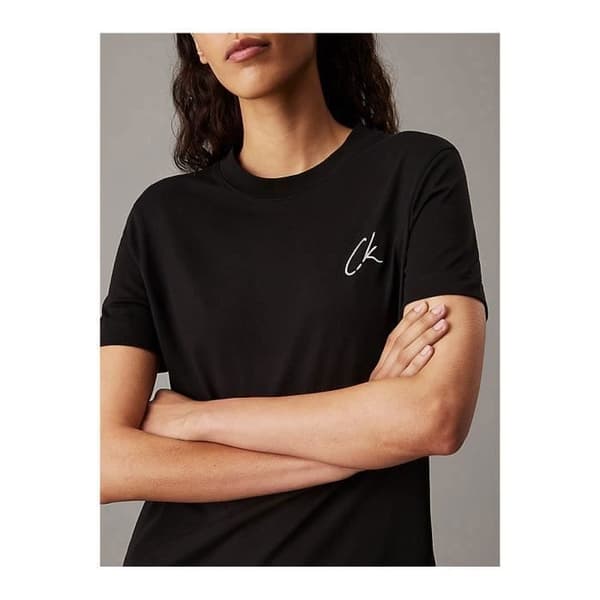 TShirt MC bomullsbroderad logotyp - Calvin klein - Dam