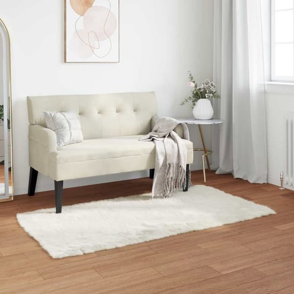 Fuskullt matta - vidaXL - 60x110 cm - Vit - Polyester - Super mjuk - Hållbar - Rektangulär