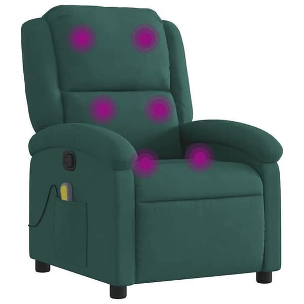 vidaXL Recliner massagefåtölj mörkgrön sammet 371810