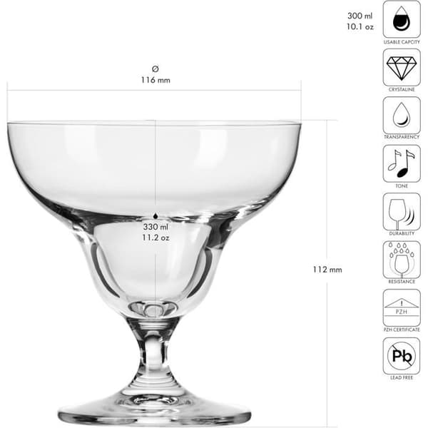 Krosno Dessertkoppar Set om 6 340 ml Kristall utan bly Eleganta