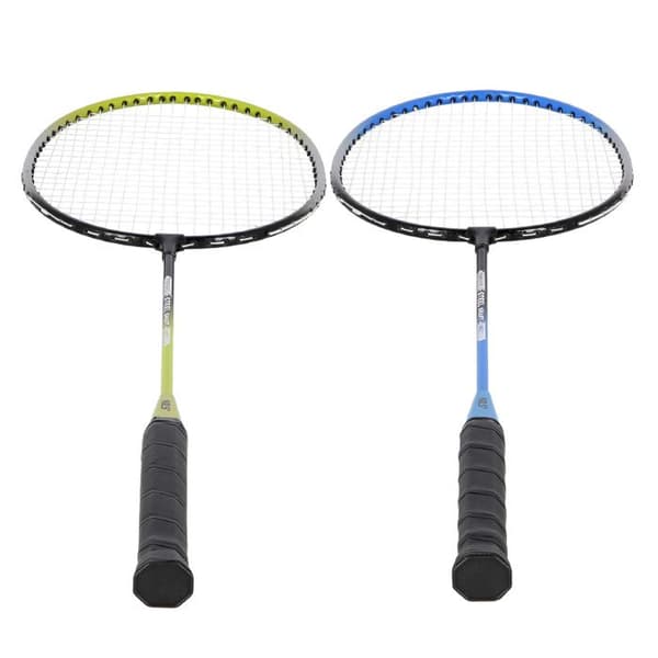 Badmintonset - NILS - 4 racketar - 3 nylonshögar - Nät 195x22 cm - Fällbara stolpar