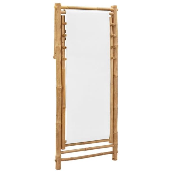 Terrassstol i bambu och canvas - Vit - 112 x 60 x 75 cm