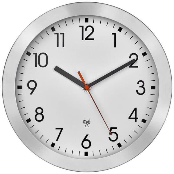 Väggklocka - TFA DOSTMANN - 25 cm - Borstad aluminium - Modern design - Inredning