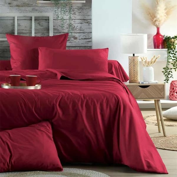 Drap housse i bomull Elysée röd 160x200 cm – Huvud 30 cm