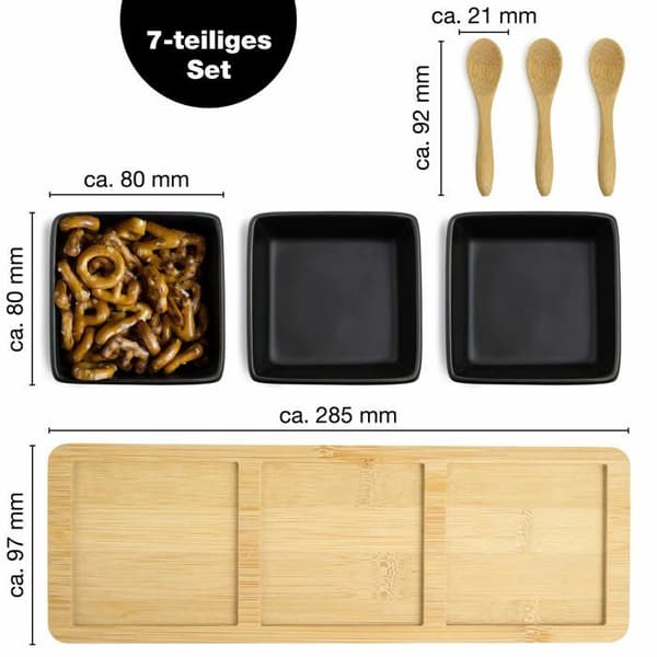 Moritz - moritz - 1873 - Aperitifbricka - 3 bambu- och keramiska aperitifkoppar - För dips Snacks Förrätter Desserter
