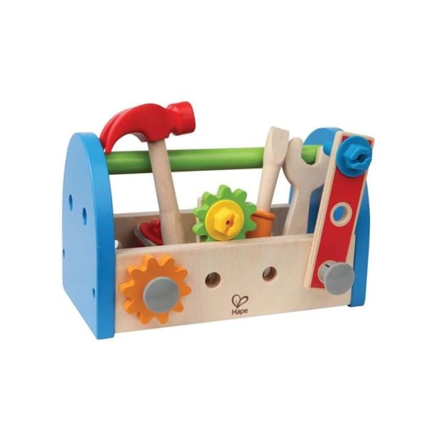 Verktygslåda för barn - HAPE - E3001 - Hammare, skruvmejsel, skruvar