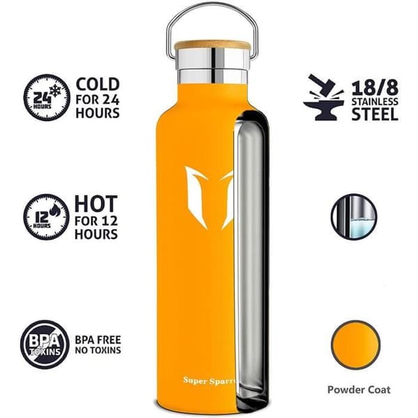 Super Sparrow Isolerad vattenflaska i rostfritt stål, 1000ml, Mango