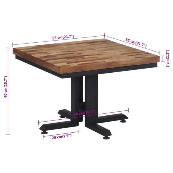 vidaXL Soffbord 55x55x40 cm Solid Reclaimed Teak 358516