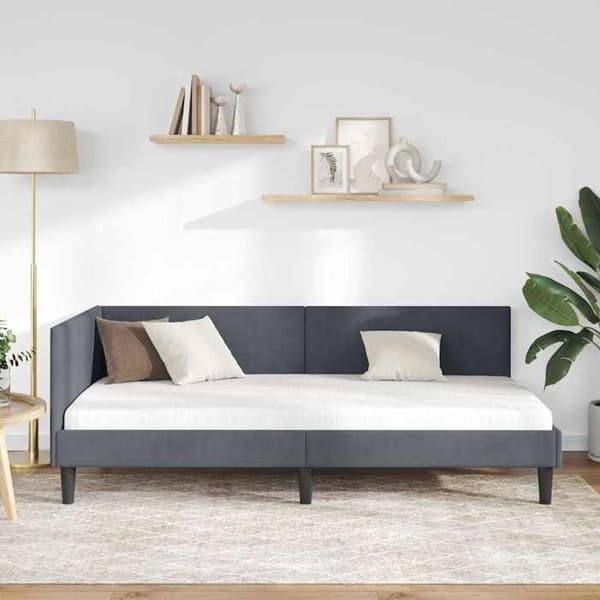 vidaXL Hörnsängram Mörkgrå 80 cm x 200 cm Sammet 42016207
