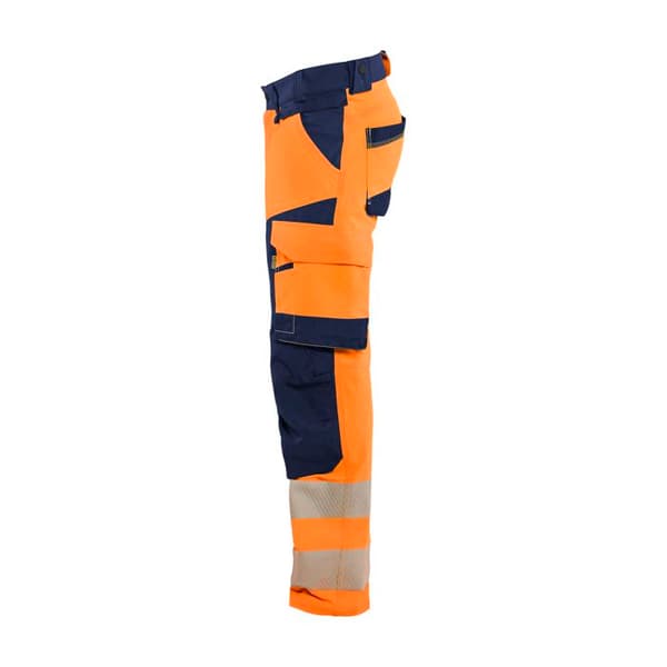 Blaklader Stretch 4D högsynlighetsbyxor - fluorescerande orange/marin