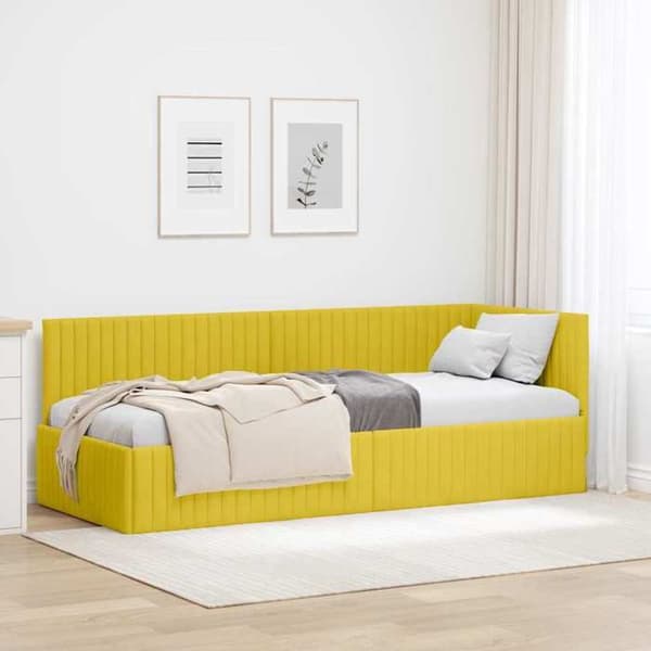 vidaXL Vinkel sängram Gul 80 cm x 200 cm Sammet 42016252