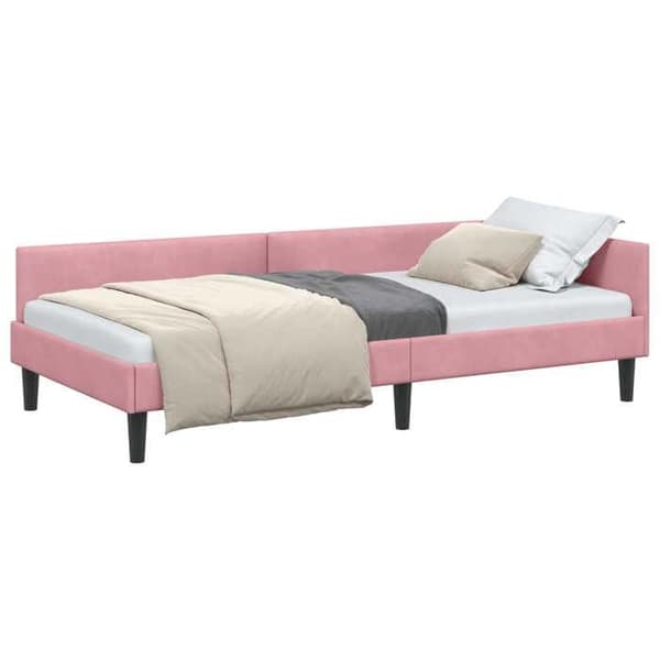 vidaXL Hörnsäng Rosa 90 cm x 190 cm Sammet 42016147