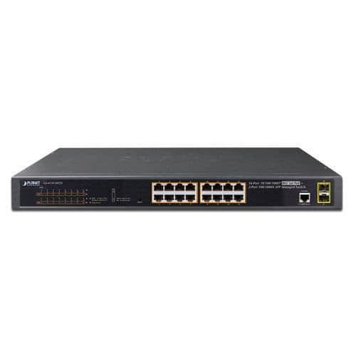 Planet GS-4210-16P2S Network Switch Managed L2+ Gigabit Ethernet (10/100/1000) Svart 1U Ethernet-anslutning, stöder