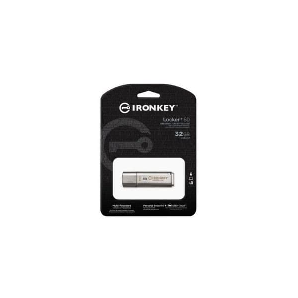 Pendrive - KINGSTON - IKLP50 - 32 Go - USB 3.2 Gen 1 - Dataskydd - Svart Silver