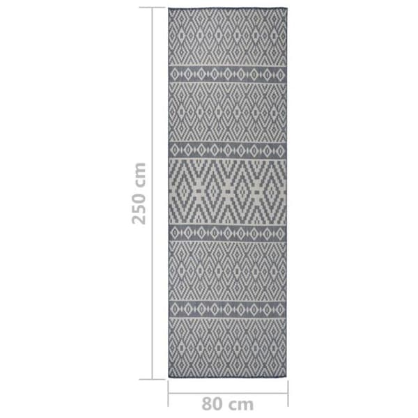 vidaXL Flatweave Outdoor Matta 80x250 cm Blue Stripes