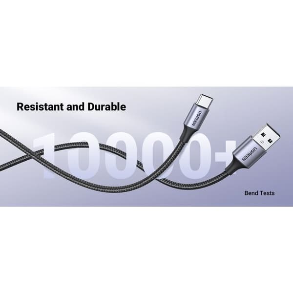 USB-kabel - UGREEN - Förstärkt USB-C och USB-A-kabel - 1 m - Svart