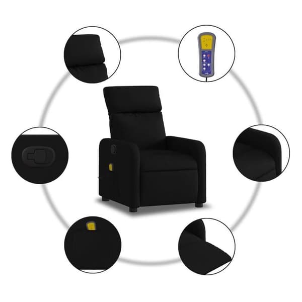 vidaXL Massagefåtölj i svart tyg 3206865