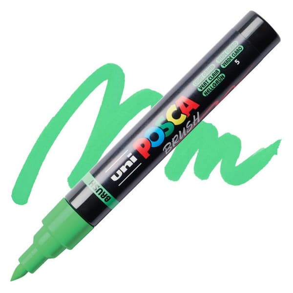 POSCA-kritor - Ljusgrön - Penselspets - PC5BR - Alla ytor