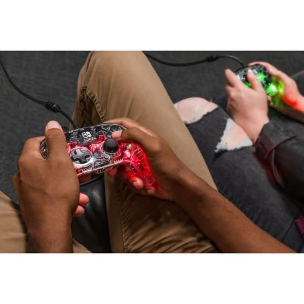 Trådbunden kontroller för Nintendo Switch - PDP - Afterglow - LED-belysning - Transparent