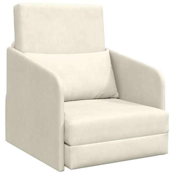 Sängsoffa på golvet 2 i 1 kräm 65x80x83 cm i sammet