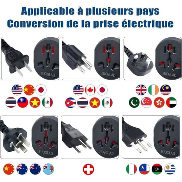 Reseadapter - JIUGGLAD - UK till EUR - Pack om 2 - Säker - Universell