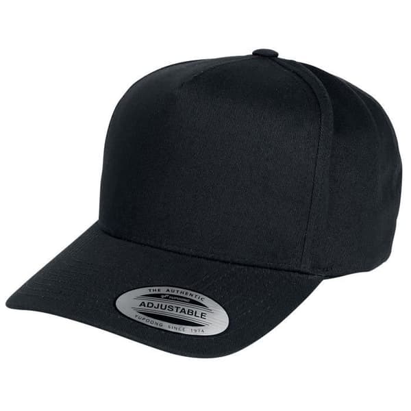 Snapback Flexfit 5-panel böjd klassisk svart - 100% bomull, unisex