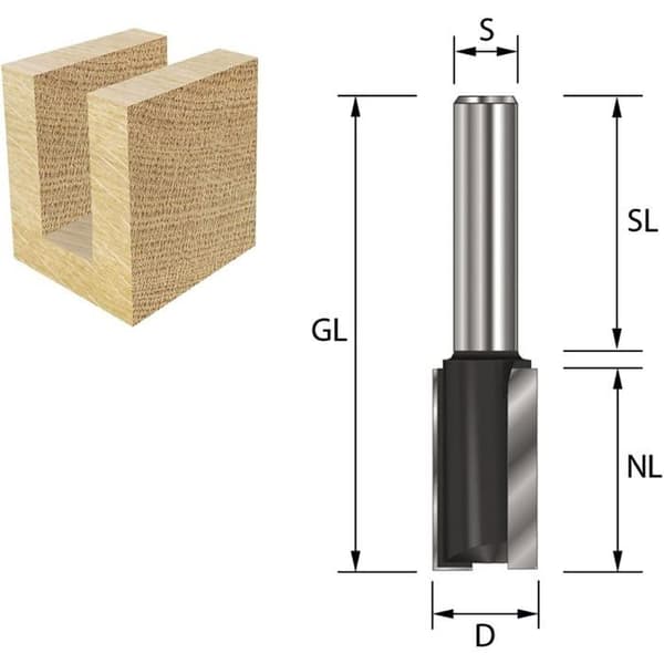 ENT 10565 - Karbidspårfräs 20 mm | 12 mm skaft, dubbel flöjt