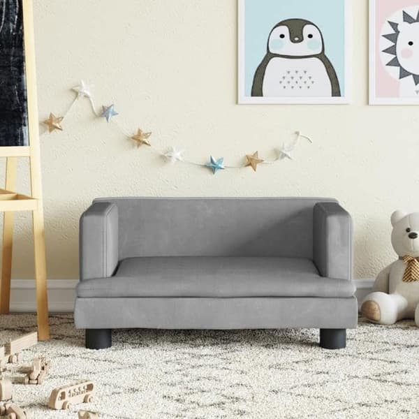 vidaXL Barnsoffa Ljusgrå 60x40x30 cm Sammet 3196318