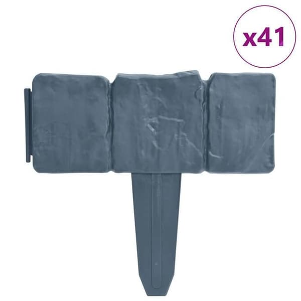 vidaXL Gräsmatta/Trädgårdsstaket Plast Stenlook 41 st 10m