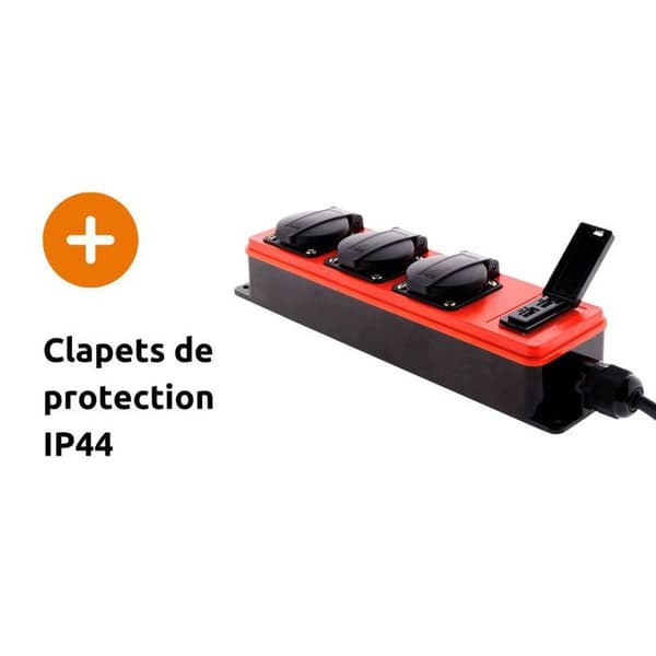 Vattentät grenuttag 3 uttag 16A 2P+T + USB - Zenitech