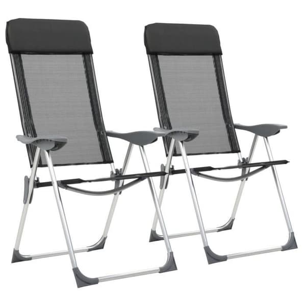vidaXL Camping Klappstol 2 st Svart Aluminium