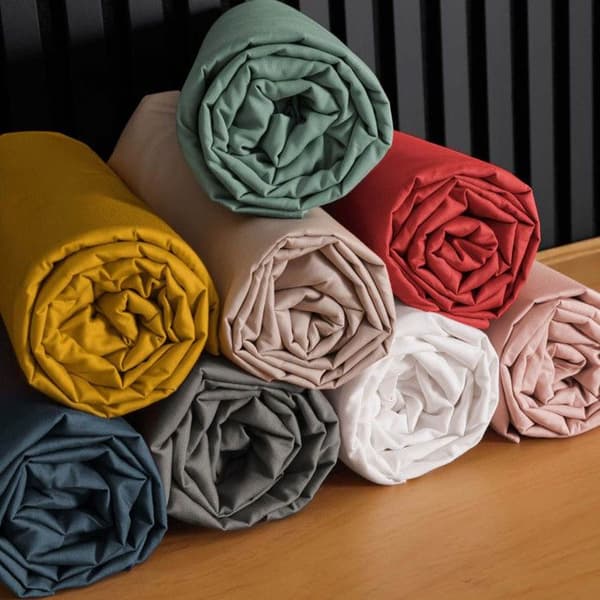 Sänglakan 180x200 cm - Percale 100% bomull - Huvud 30 cm - Gul