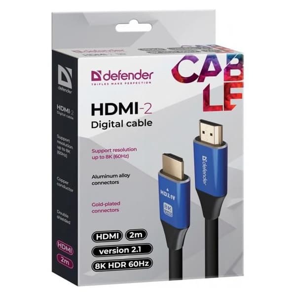 HDMI-HDMI-kabel Defender 2m v2.1 M/M