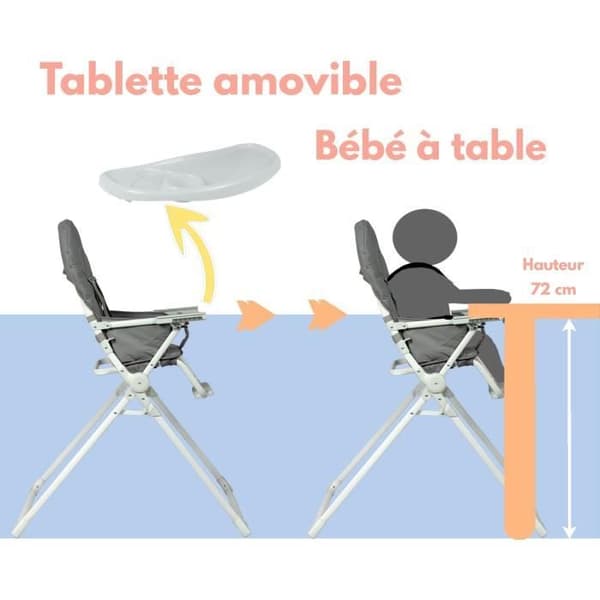 BAMBISOL Fast stol med justerbar dybdeplade grå