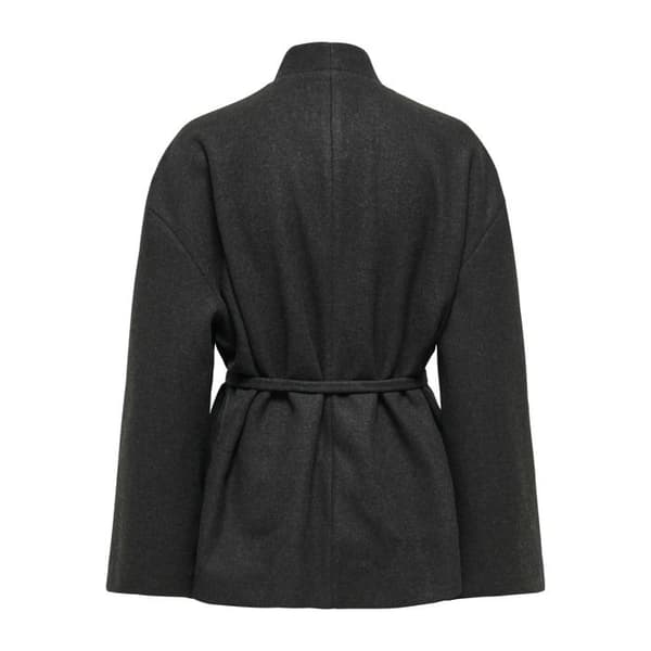 Damjacka ONLY Fox-Trillion svart - V-ringning, bälte, fickor, 100% polyester