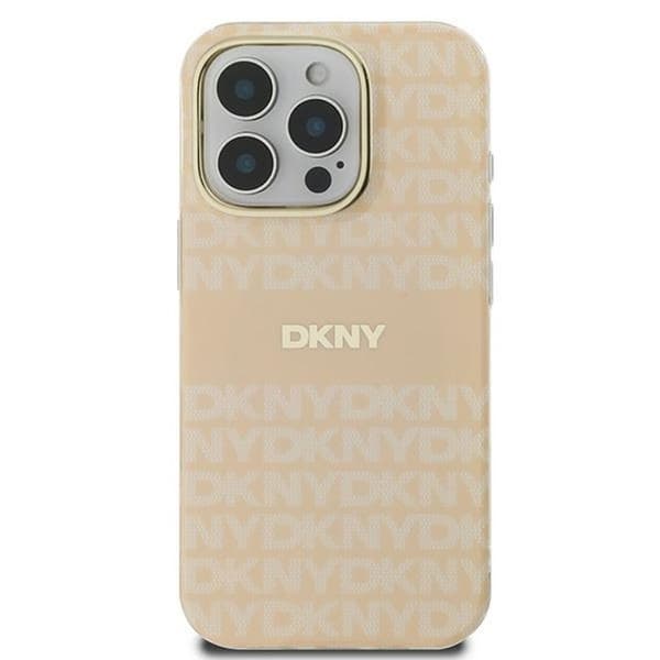 Coque för iPhone 16 Pro Max - DKNY Hardcase Repeat Texture Pattern With Stripe MagSafe (DKHMP16XHRHSEP) - Rosa