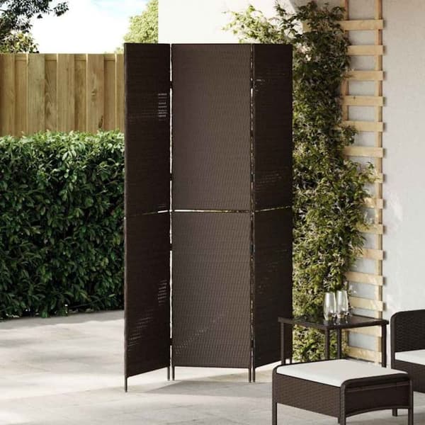 Fällbar skärm - VIDAXL - 42003669 - Brun - Poly rattan & målat stål - Rektangulär