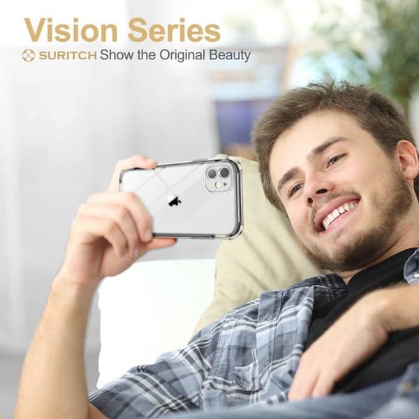 Coque - SURITCH - iPhone 11 (6,1 tum) - Transparent - Stötsäker - 360° skydd