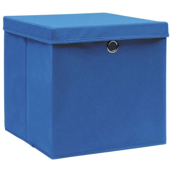 vidaXL Förvaringsboxar med lock 4 st Blå 32x32x32 cm Tyg