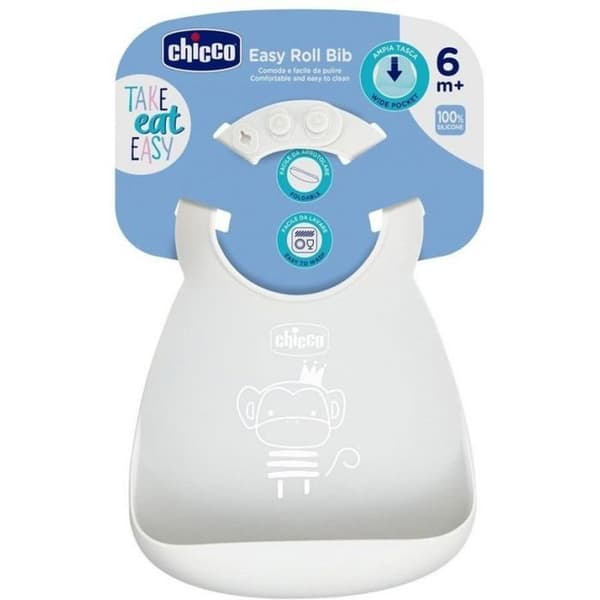 Bavoir Chicco -102193 SILIKONBIB GRÅ