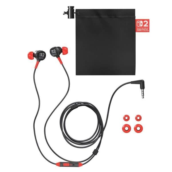 Trådade hörlurar - Power A - Nintendo Switch 2 - Svart och Röd