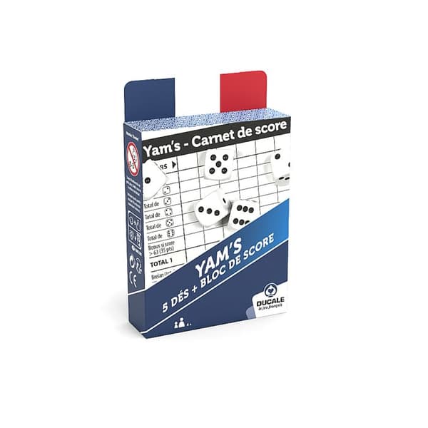 Brädspel - DUCALE - YAM'S - 5 Tärningar - Poängblock - Spelregler