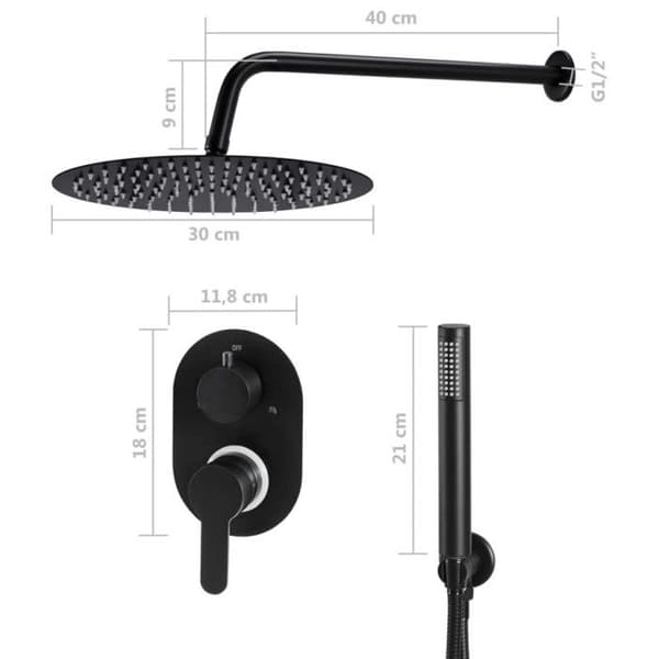 Dusch - vidaXL - Duschsystem - Rostfritt stål 201 - Svart - Elegant design