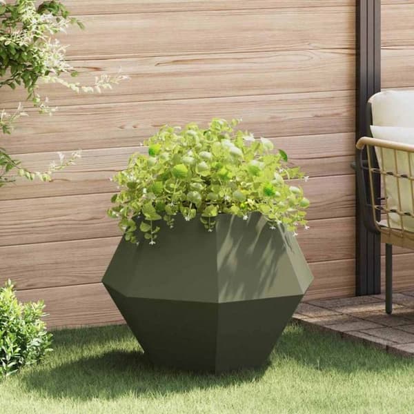 Jardinière - VIDAXL - 75 x 75 x 60 cm - Rostfritt stål - Olivgrön - Rektangulär