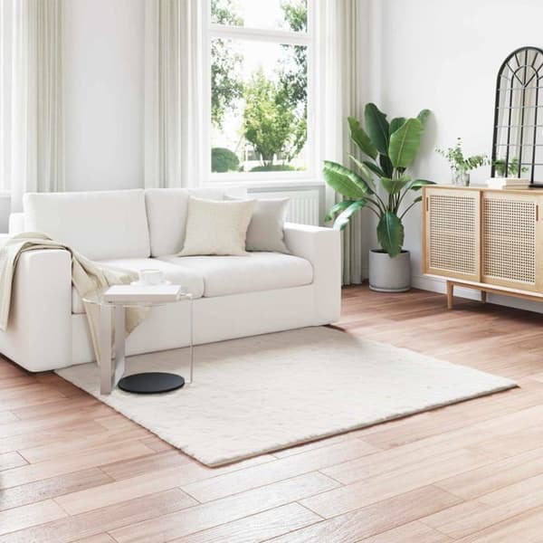 Faux kaninfäll - vidaXL - Olite - 120x120 cm - Kräm - Polyester - Lyxig mjukhet