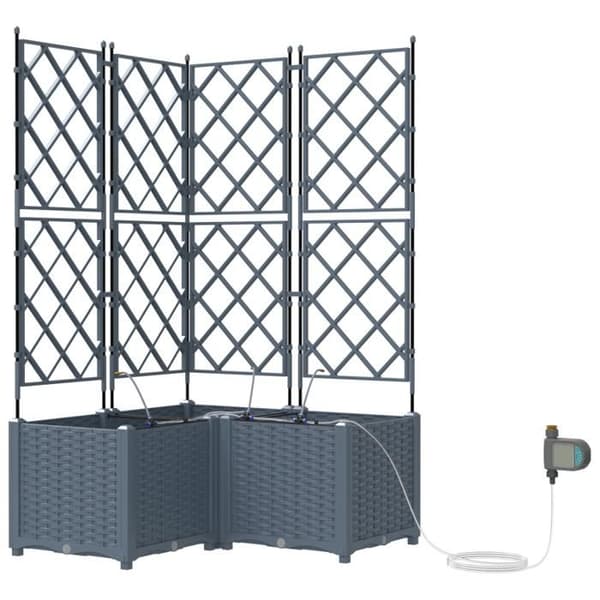 Jardiniärer med vattensystem 3 st Ljusgrå