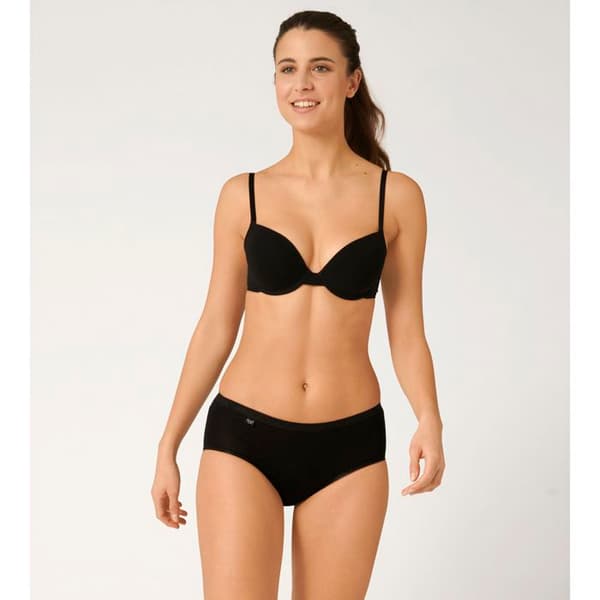SLIP - SLOGGI - BASIC + MIDI - 95% COTTON - SVART - PACK 3 + 1 GRATIS