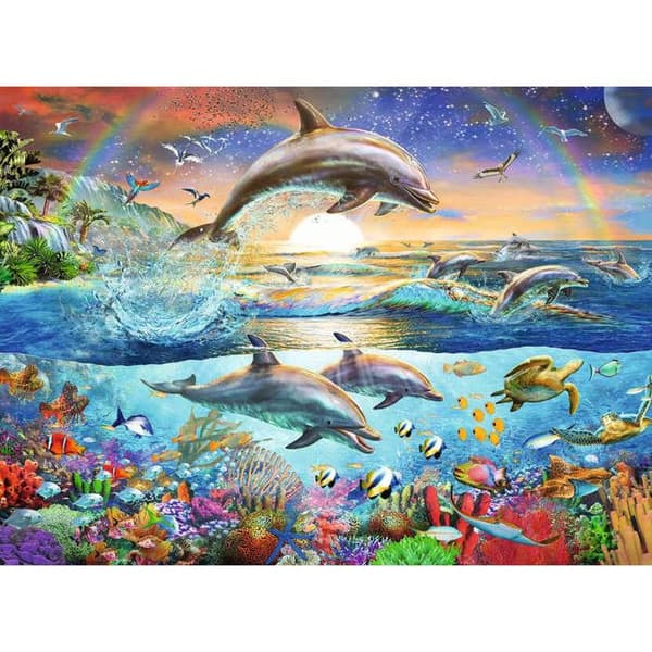 Pussel 300 bitar XXL: Delfinernas paradis
